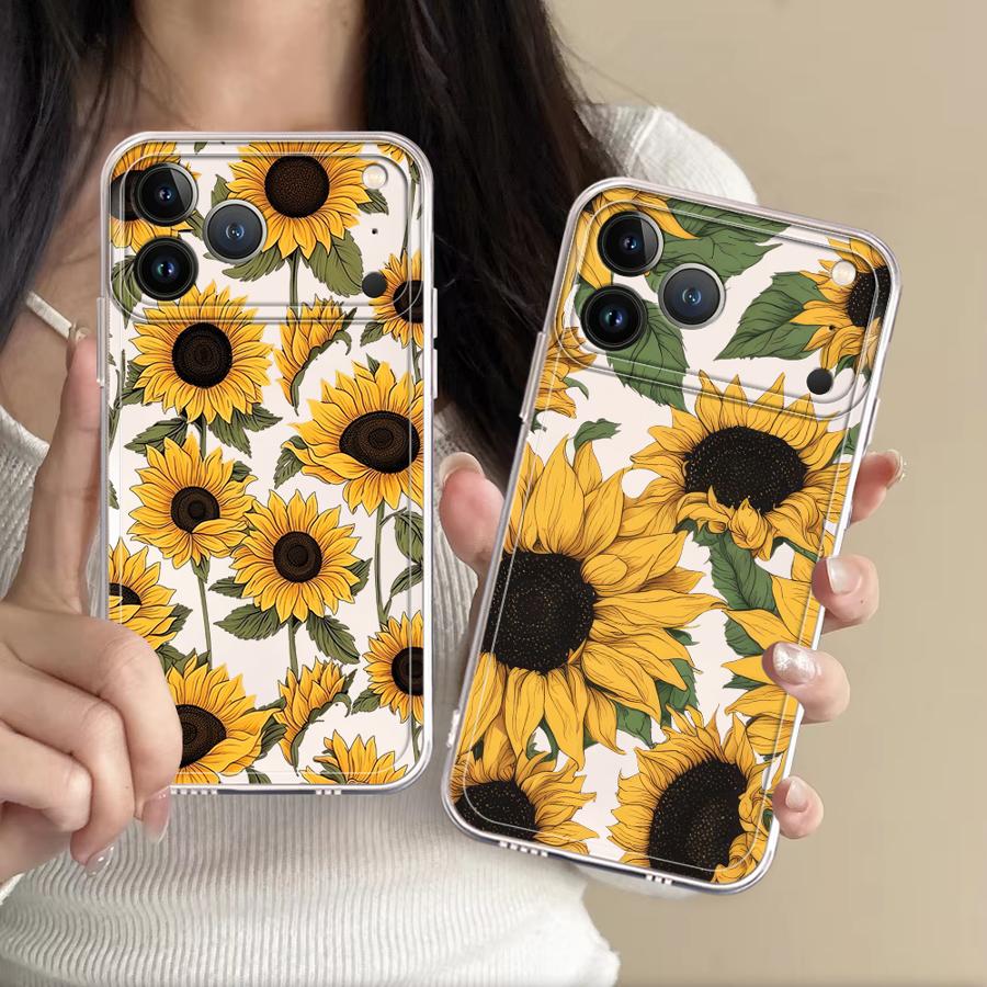 Phone Cases Popular - Прозрачный чехол с милым узором подсолнухов