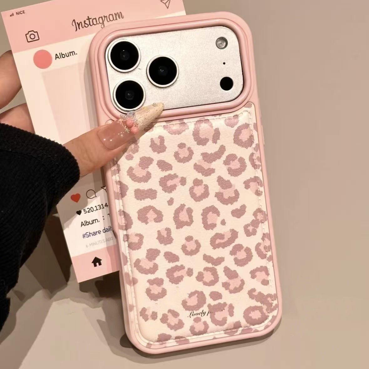 Phone Cases Leopard Print - Простой корейский розовый ретро-чехол с леопардовым