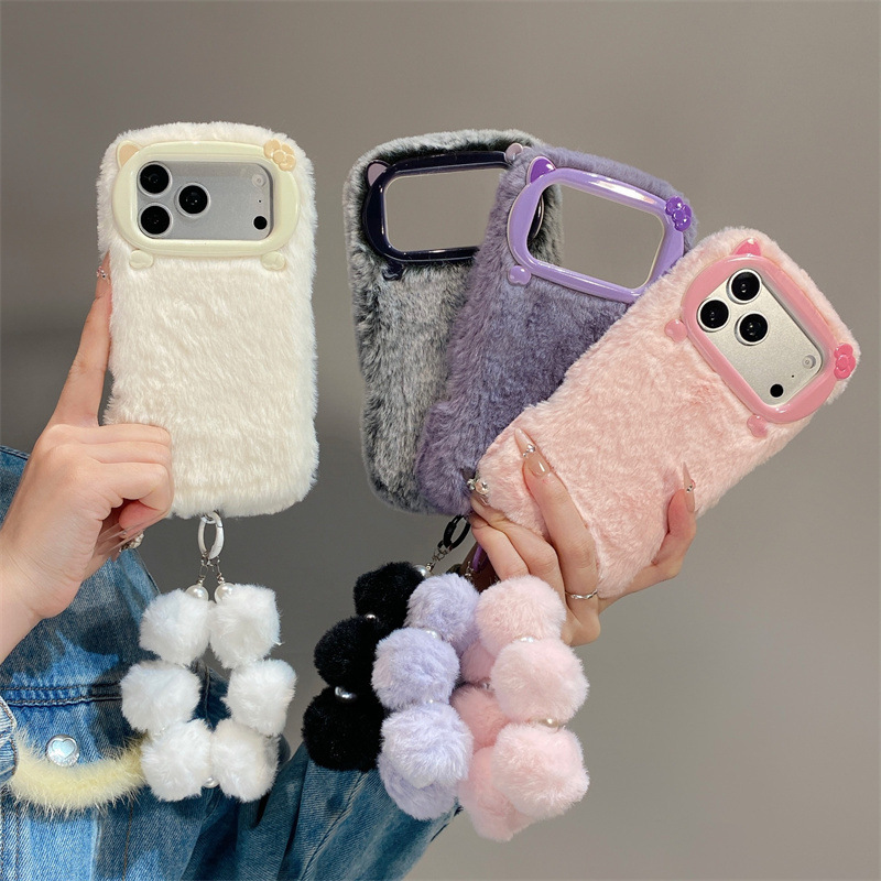 Phone Cases Popular - Роскошный однотонный плюшевый чехол для iPhone