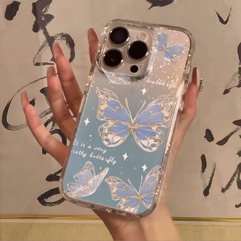 Phone Cases Popular - Роскошный синий чехол с бабочками и